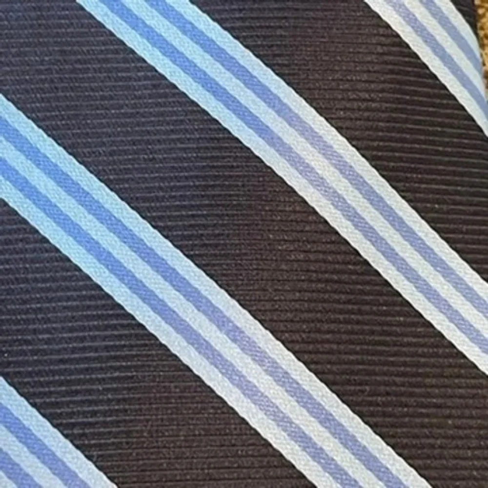 Brooks Brothers Necktie Classic Preppy Navy Blue Repp Silk Striped Collegiate
